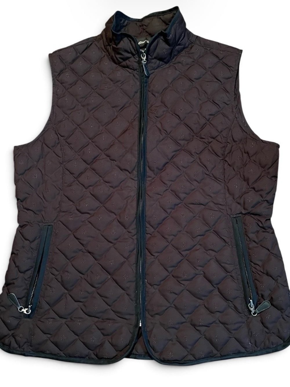 Eddie Bauer Women's Quilted Black Sleeveless Zip Vest
